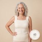 NIORA tank in white with the 45-day money-back promise